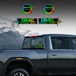 4pcs for GMC(Multiple logos available) Color changing with light PC laser color gradient decals. Car stickers. Colorful and changing with light.