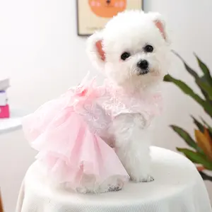 Peach Bubble Wedding Dress for Pets, Puppy, Small Dog Luxury Gown, Teddy Bichon Pomeranian Yorkie Clothes, High-End Fashion