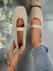 Women's Fall New Vintage Square Toe Mary Jane Slip-on Shoes, Soft Sole Ballet Flats, One Strap Flat Work Shoes for Commuting, Commuter Shoes Work, Walking Shoes, Footwear, Ballet Pumps