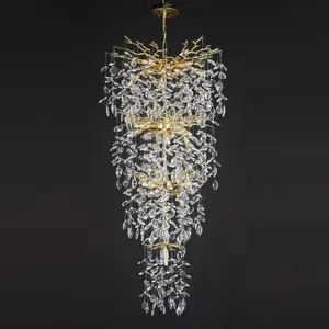 Four-layer crystal dimmable LED tiered chandelier