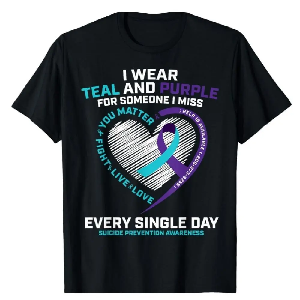 Suicide Prevention Awareness Comfortable Cotton Memorial Tshirt , men gifts Casual Streetwear Crewneck Menswear Natural Sports Tshirt graphic t-shirts