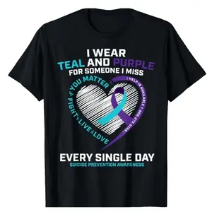 Suicide Prevention Awareness Comfortable Cotton Memorial Tshirt , men gifts Casual Streetwear Crewneck Menswear Natural Sports Tshirt graphic t-shirts