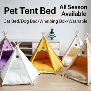 Pet Tent All-Season Cat Bed Dog Bed Winter Warm Washable Closed Pet House, Pet Nest Detachable Pet Tent, Indoor Durable Half-Closed
