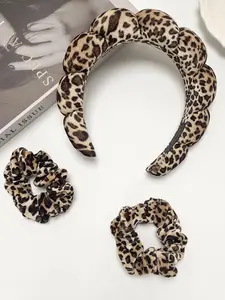 Leopard Print Hair Ties, Scrunchies & Headband Set for Autumn and Winter, Casual Simple Fashionable Hair Accessories for Women, Minimalist Headwear Suitable for Thick Hair