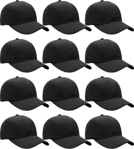 Wholesale Bulk Lot 12-Pack Baseball Cap Adjustable Size Plain Blank Solid Color