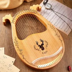 16 21 24 Strings Lyre Harp Mahogany Wood Harp Piano Stringed Musical Instrument With Tuning Wrench Spare Strings