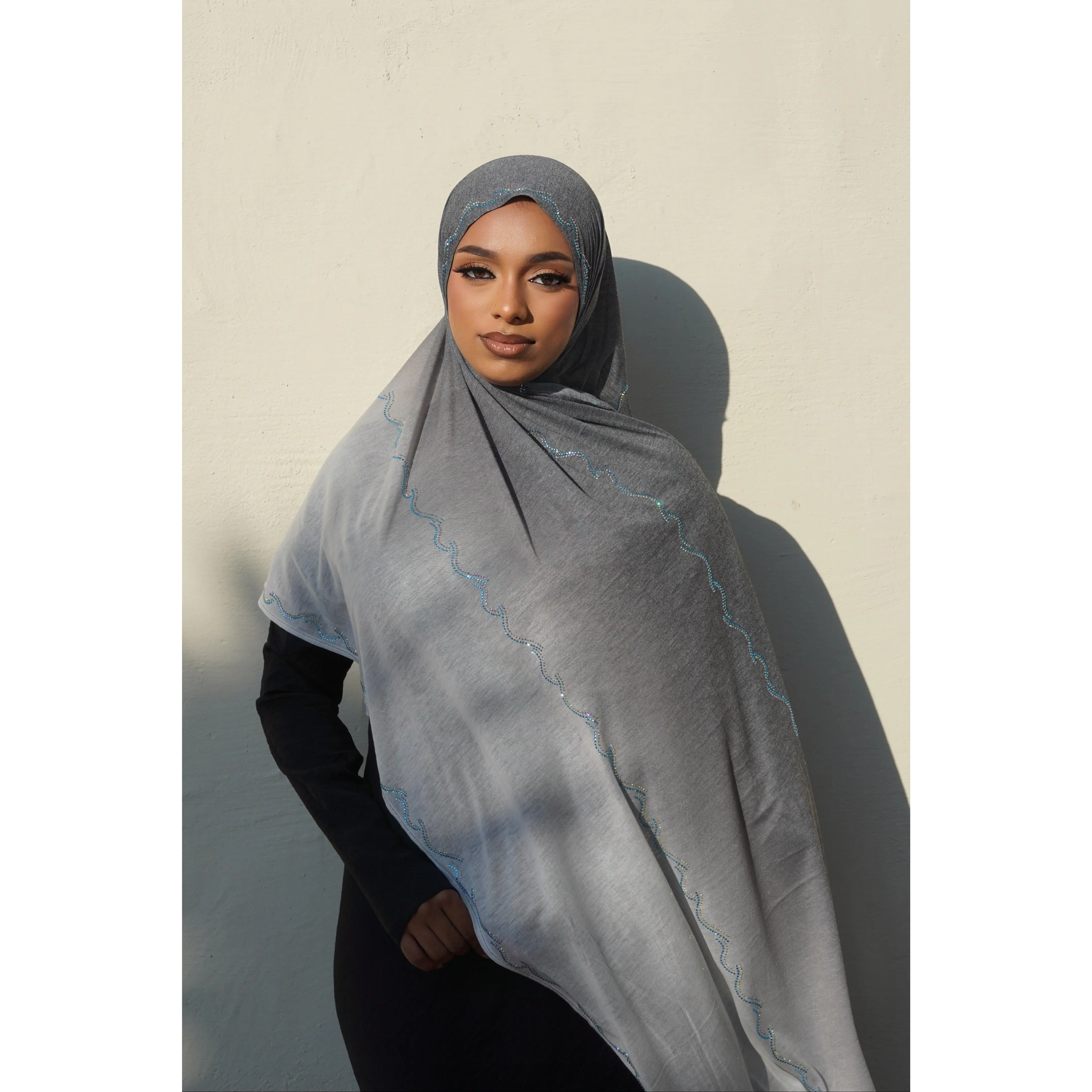 Ombre jersey Hijab - Ash