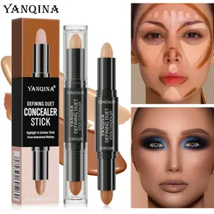 2-Color Dual-Ended Concealer Brush, Waterproof Highlighter, Natural V-Shaped Face, Makeup Fixing, Shadow Pen, Concealer Pen, Blurring Flawless Coverage, Cosmetics, Multi Use Stick