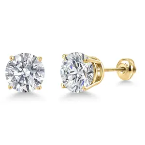 Gem Stone King 2-6 Cttw 14K Gold IGI Certified Lab Grown Diamond Stud Basket Setting Earrings For Women Men | D-E Color | VS1-VS2 Clarity | Gold Earrings For Women Men | With Secure Screw Backs