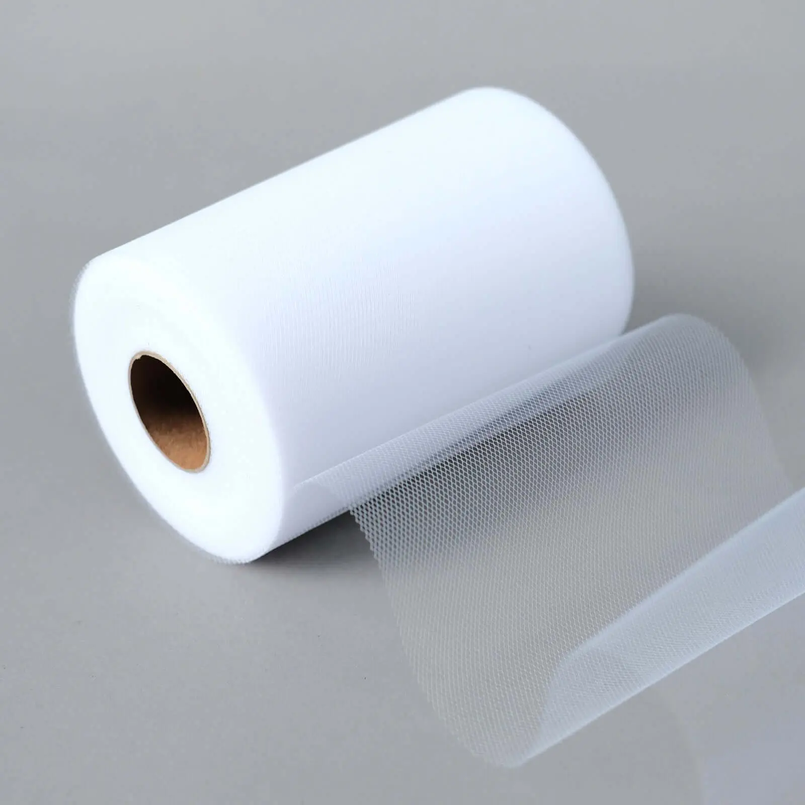 White Sheer Polyester Tulle Fabric Bolt Roll, 6"x100 Yards Sewing & Draping Fabric for DIY Crafts Decor, Special Occasion Showers, Aisle Arches
