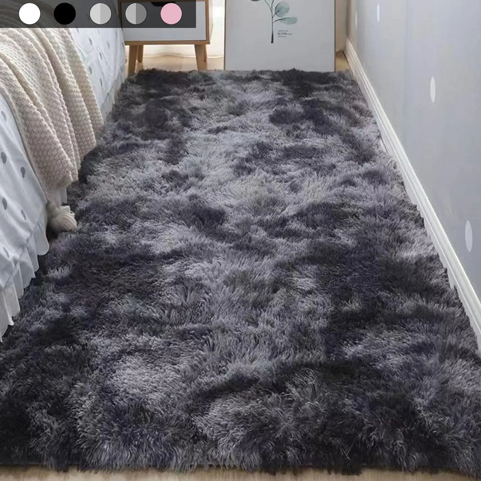 Solid Color Fluffy Rug, 1 Count Non-slip Soft Floor Mat, Decorative Carpet for Home Living Room Bedroom Study Room, Room Decor, Shaggy Area Rug, Rugs