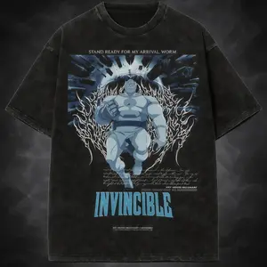 Wash Tee Invincible Conquest Graphic, Comic Villain Conquest, Nolan Grayson Vintage Shirt Conquest Invincible, Premium Anime Inspired Comic Fan
