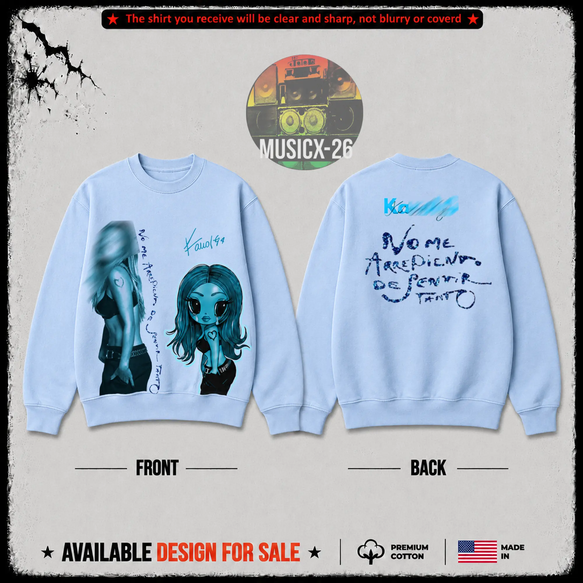 [X-26] Bichota - New Album Graphic 2026 Premium 100% Cotton Sweatshirt, No Me Arrepiento De Sentir Tanto Merch Reggaeton Fan Graphic Crew Neck, Tropitour Merch, Gift for La Bichota Fans