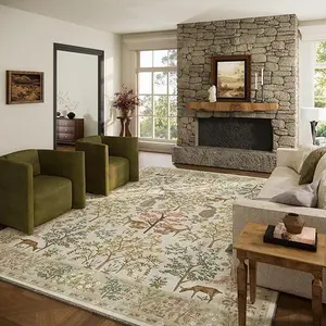 Palohom Washable Faux Wool Area Rug - Non-Slip, Low-Pile, Non-Shedding, Lightweight, Soft, Stain-Resistant, Easy-Care Carpet for Bedroom, Living Room - Indoor Home Decor Living Room Rugs