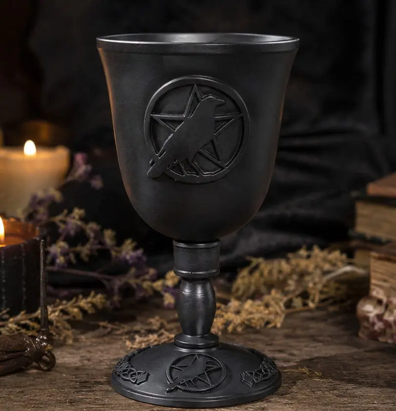 Raven Pentacle Cast Iron Ritual Goblet