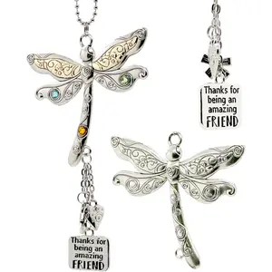 Thanks for Being an Amazing Friend Dragonfly Charm Hanging Car Charms for Women, Christmas Ornaments for Women Friendship Gift Friend Car Ornament Rearview Mirror Decorations