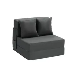 fathersdaygift VEVOR Folding Sofa Bed, 3-in-1 Foldable Couch Bed with 2 Pillows and Washable Cover, 25D High Density Memory Foam Convertible Sleeper Chair Bed, Futon Couch for Living Room, Bedroom, Dark Grey(Single)