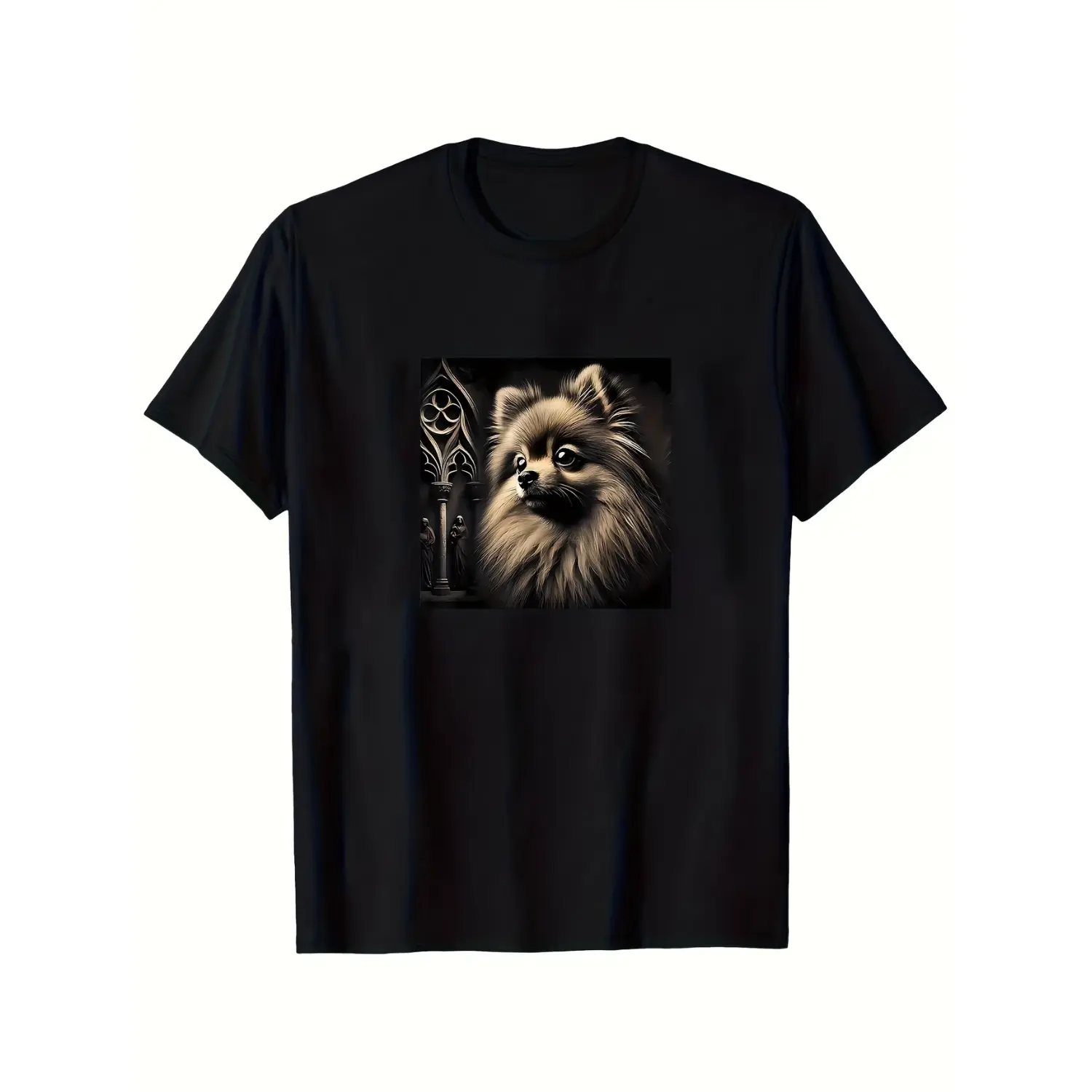 Pomeranian Dog Print T-Shirt for Men & Women - Soft & Breathable 100% Cotton, Casual Round Neck Tee, Machine Washable Regular Fit, Perfect for Pet Lovers All Year Round