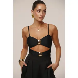 Black Aura Embellished Bodysuit