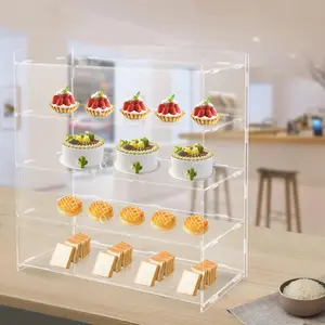 Acrylic Display Case Bakery Pastry Display Case Retail Display Counter Cases Acrylic Display Shelf Donut Cookie Display Cabinet Case Cupcake Stand Set Organiser