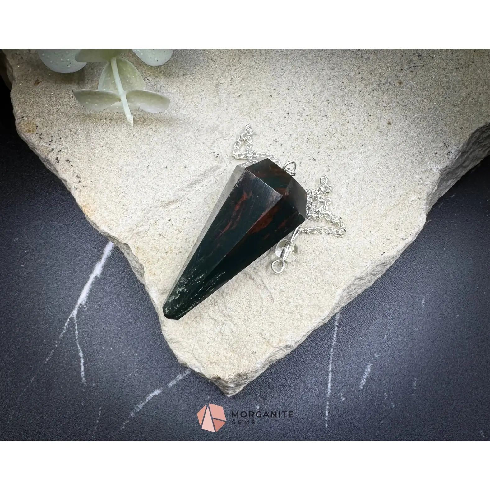 Bloodstone Crystal Pendulum for Strength, Grounding & Vitality