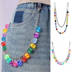 Jeans Chain Colorful Dice Waist Chain Zinc Alloy Beads Double-layer Metal Pants Chain Bag Chain Gothic Punk Belt Chain Steet