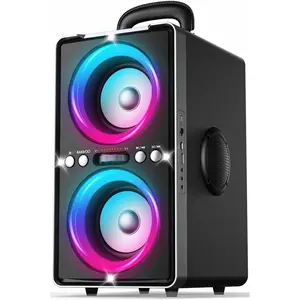 Speaker, 200W  Loud Stereo with Big Bass, 20H Playtime, TWS,  , Portable Handle,  Large Boombox Bocina with LED Light for Party Outdoor Backyard Camping