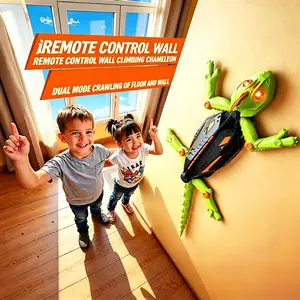 Realistic RC Wall Climbing Gecko Chameleon, Simulation Lizard Crawler Vehicle, Novelty Hobby Interactive Play Toy, Indoor Outdoor Game Party Gift for Children Ages 3+