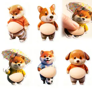 【6PCS】 Cute Shiba Inu Stickers Set, Fun Door Decals, 3D Belly Dog Sticker, Collectible Cutout Decorative Stickers for Phone Cases, Stationery, Car, Sticker For Cars | 3D Shiba Inu Dog Soft Silicone Belly Sticker, Anti-Collision Wall Decal, Home Decor Gift