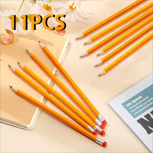 Hb Graphite Pencil Core, Set of 11 Wooden Pencils, Ideal for Smooth Writing Drawing Sketching School Office Supplies, Art Supplies