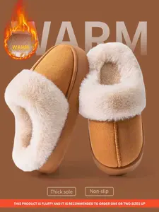 Women's Winter Plush Slippers, Warm Indoor Outdoor Thick Sole Shoes, Cozy Home Footwear, Fall & Winter Comfortable Footwear, Fluffy Home Slippers, Fuzzy House Slippers
