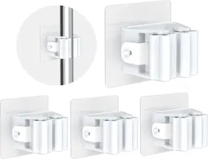 3pcs Buckle Hanging Mop Storage Rack, Bathroom Non-porous Mop Clip Hook Holder, Plastic Broom Storage Rack, Suitable for Mops, Brushes, Tools, Shelves, Space-saving Storage Organizer for Bedroom, Garden, Bathrooms, Homes and Dormitories