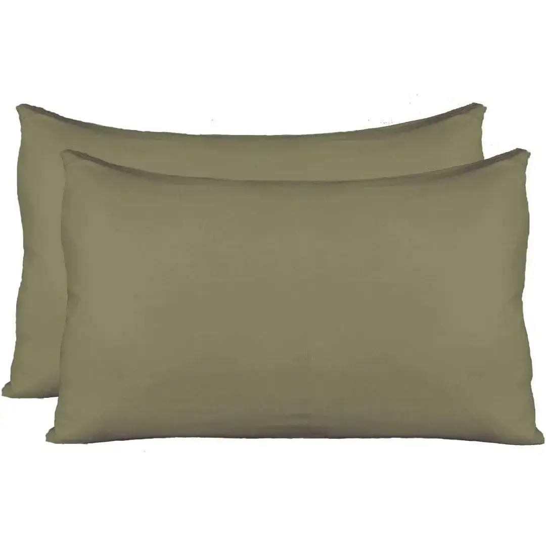 2-Pack Standard Size Sage Jersey Knit Pillowcases for Home Bedding & Pregnancy Use - Spandex Blend Stretch Fabric, Extra Soft, Hidden Zipper, Faster Drying Than Cotton, Two-Pack