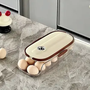 one-piece, one-layer/double-layer/three-layer combined egg rack, refrigerator egg storage box, egg basket, space-saving, automatic rolling egg organizer, large-capacity egg dispenser, suitable for refrigerator storage, Fridge Organizers And Storage