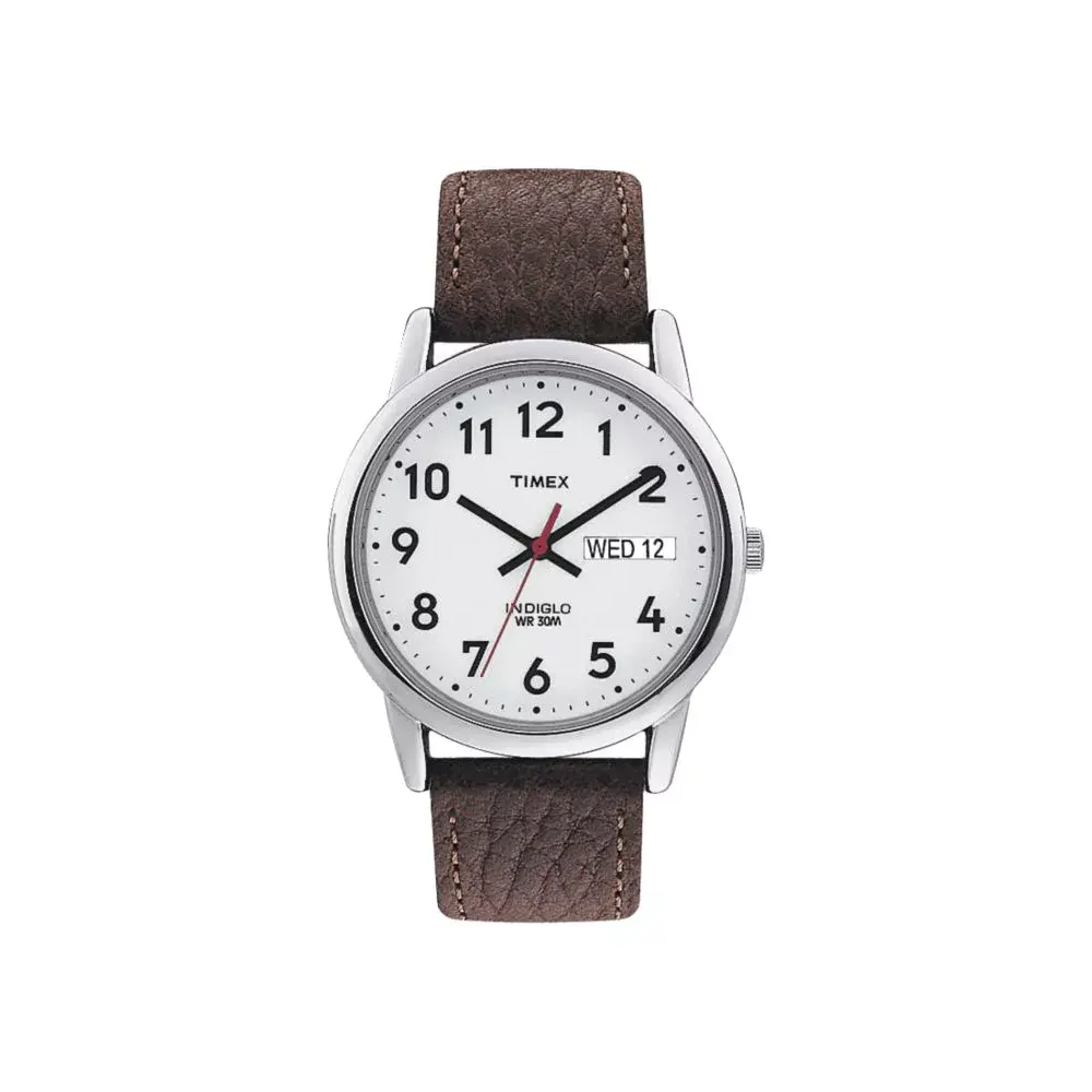 Men's Timex Easy Reader Watch with Leather Strap - Silver/Brown T20041JT