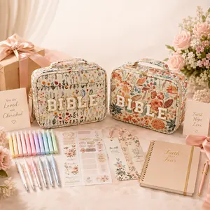 Christian Gift Bible Bag for Women, Floral Bible Case with Handle, Study Accessories Set for Church and Devotion