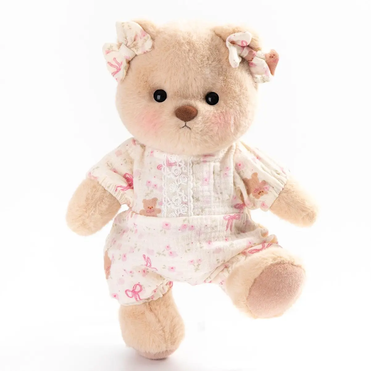 Getahug Pink Floral Lace Romper Bear | Handmade Jointed Teddy Bear Stuffed Animal Gift