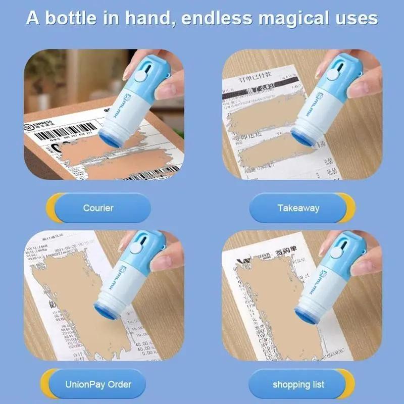 2-in-1 Thermal Paper Eraser Pen & Craft Knife, Receipt Text Fading Tool for Privacy Protection, Shipping Labels, Bills, Invoices, Returns, Price Tags, Gift Receipts, Office & School Supplies