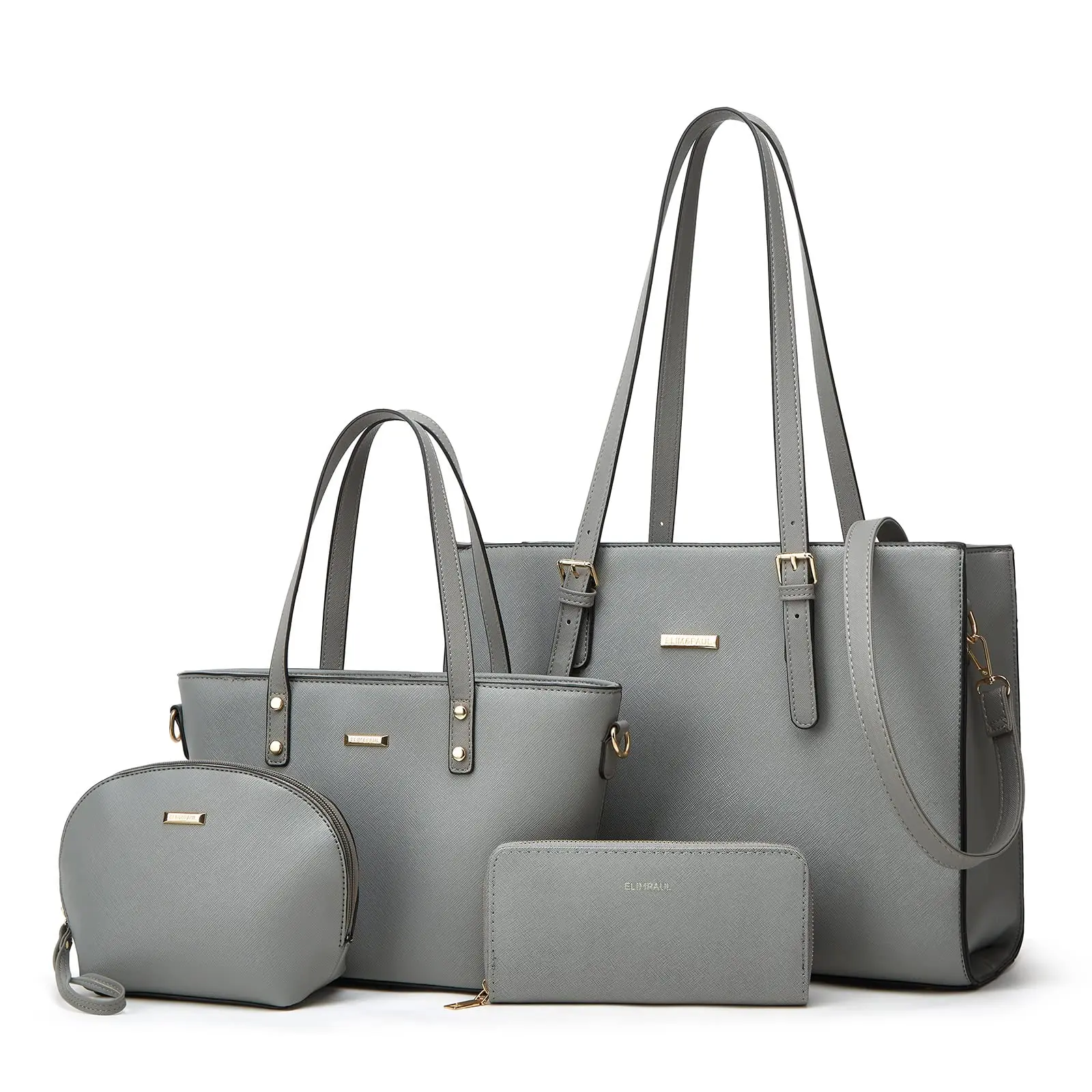Women's Casual Waterproof Synthetic Leather 4pcs Multi-Bags Set Pack - Tote, Shoulder Bag for Women, Top Handle Satchel Purse