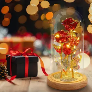 LED Everlasting Rose Eternal Flower Romantic Mother's Day Gifts for Mom Thoughtful Birthday Anniversary Luxury Gift Colorful Magic Gentle Glow Handmade Craftsmanship - Decor