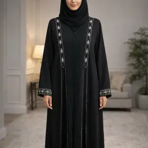 Beautiful black abaya with full zip on front