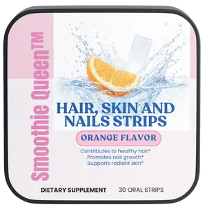 Smoothie Queen Hair Skin and Nails Strips Orange Flavor 30 Oral Strips for Healthy Hair Radiant Skin and Nail Growth Dietary Supplement - Fitness, Healthcare