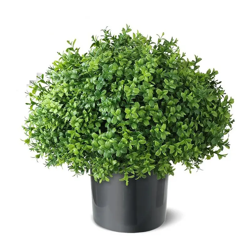 1-pack Artificial Boxwood Topiary Trees for Front Door - Faux Realistic Decorative Greenery Potted Plants, Fake Outdoor UV-Resistant Bushes with Pots for Porch,Farmhouse,Home,Garden Decor