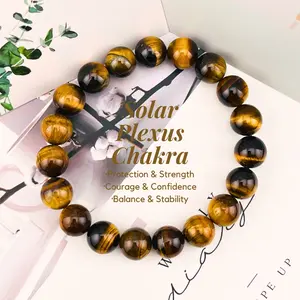 [Magic Crystal] Exquisite Natural Tiger's Eye Ball Bracelet, Crystal, Jewelry, Gemstone, Chakra, Gift, Present, Handmade, Energy, Yoga, Beauty, Unique, Women, Unisex, Free Storage Bag, Festival, Christmas, Halloween, Easter, Tiktokmademebuyit