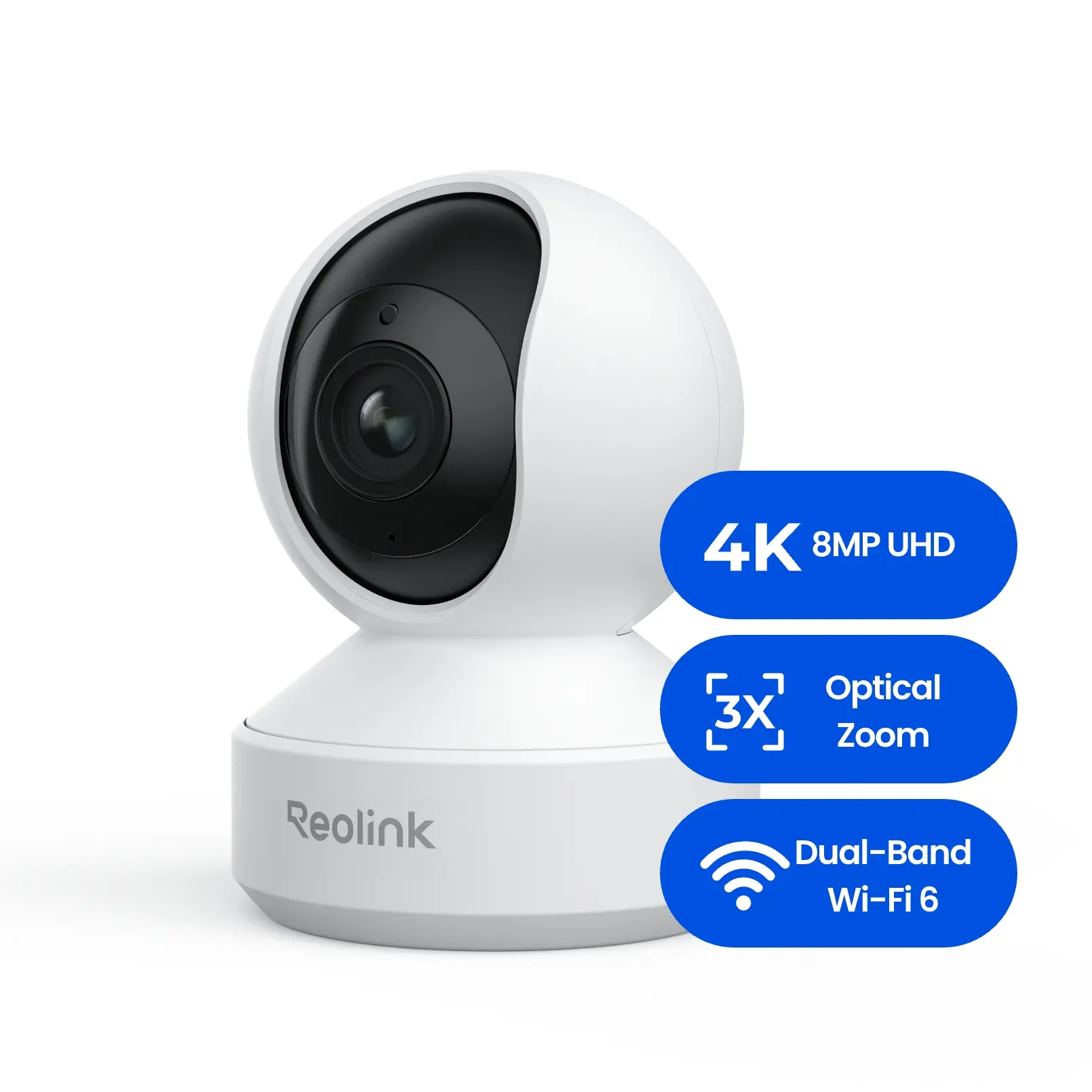 Reolink E1 Zoom 8MP Wi-Fi Plug-in Home Security Camera, PTZ, Person/Pet Detection, Auto Tracking, 2-Way Audio