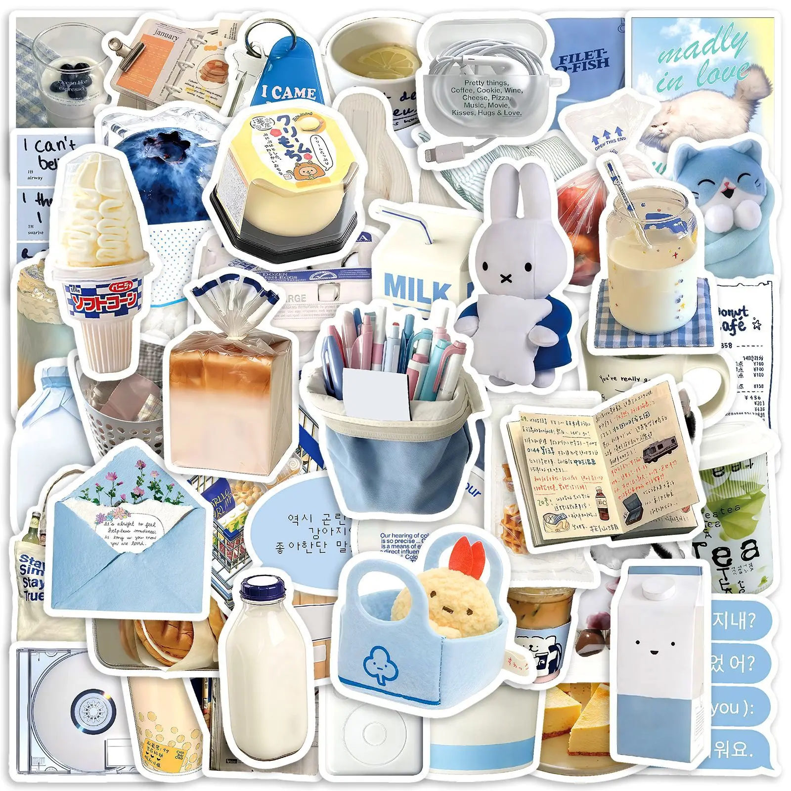 50pcs Korean-style artistic cartoon stickers for everyday life, suitable for scrapbooks, diaries, laptops, water bottles, cars, etc. Designed with a positive message, these stickers are perfect gifts, Decal Sticker, Decal set, Includes Sticker