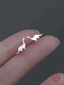 925 Sterling Silver Cute Dinosaur Design Stud Earrings, Fashion Jewelry for Party, Daily Clothing Decor, Trendy All-match & Exquisite Jewelry for Birthday Gift, Studs Earrings