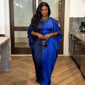 Averie Two Tone Dress with Crystal Embellishment for Women Stand Out in Blue and Black Maxi Style