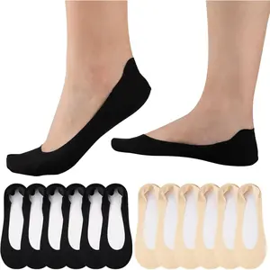 No Show Socks Womens Cotton Non Slip Low Cut Liner Socks Thin Invisible Socks for Flats Loafers 6 Pairs
