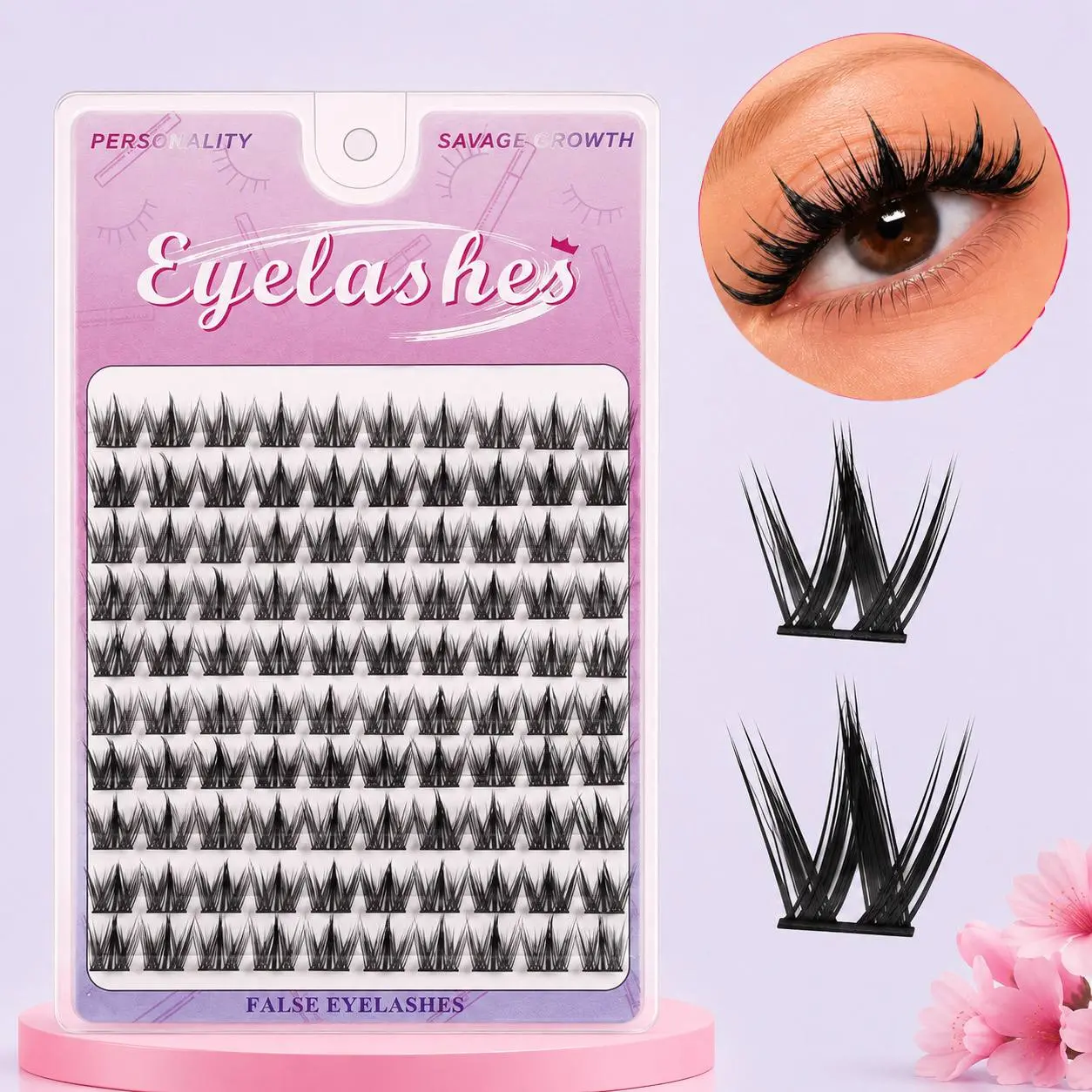 Lash Clusters, Manga, Anime Style, Wispy, DIY Extension Kit, Individual Clusters, Cluster Eyelashes, , Doll Eye, Spiky, Wet Look, False Eyelashes, Eyelash Extension Kit, Bond & Seal, Applicator Tweezers Makeup